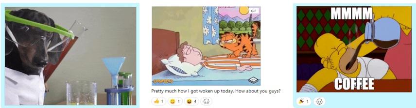 Examples of GIFs used in Webex Teams discussion